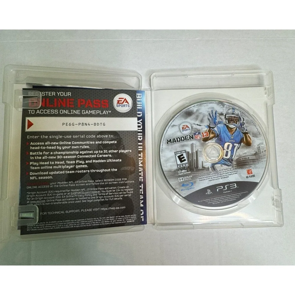 Madden NFL 2013 PS3 Playstation 3 Calvin Johnson Detroit Lions Tested Pre-owned! - Picture 3 of 4